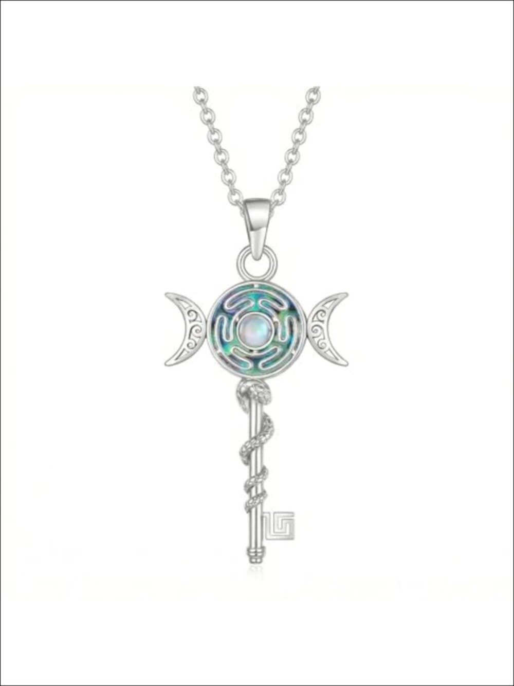 Hecate Key Necklace Snake Greek Triple Goddess Wiccan Pagan Pendant Jewelry for